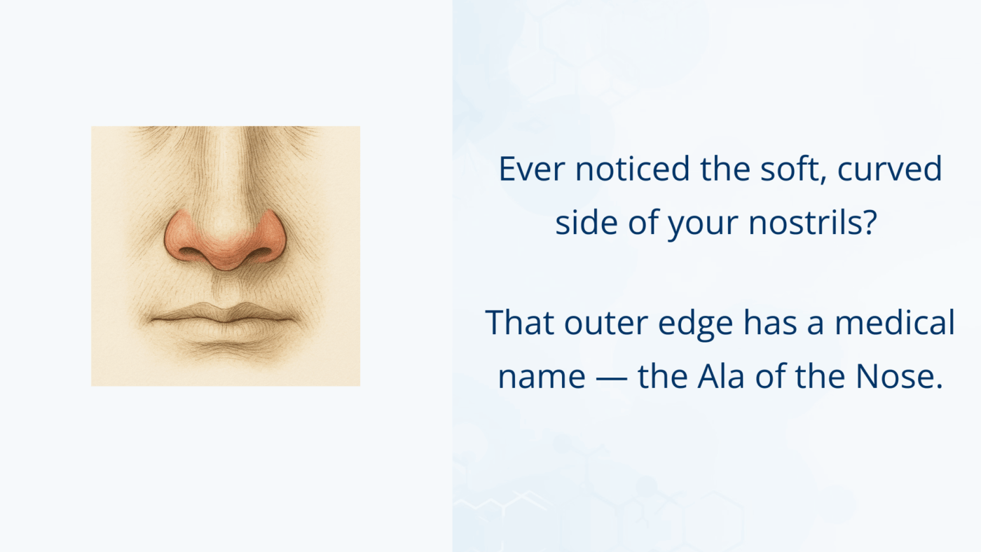 An anatomical illustration showing the ala of the nose, the soft outer side of the nostrils.