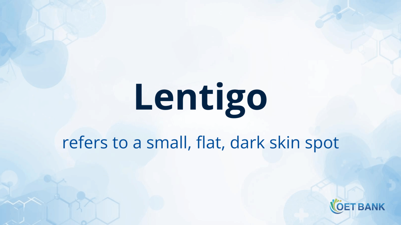 A lentigo refers to a small, flat, dark skin spot caused by an increase in melanin pigment
