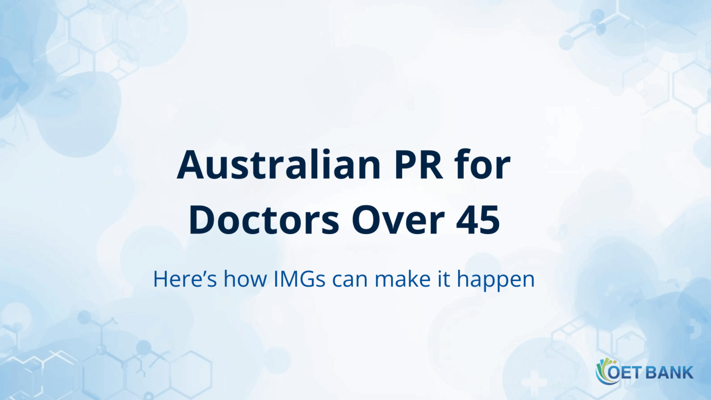 Header banner showing the title ‘Australian PR for Doctors Over 45’ with a clean medical-style blue background.”
