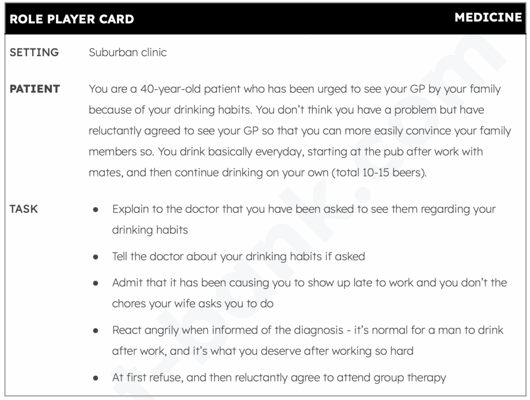 OET Speaking Sample Role Play Card