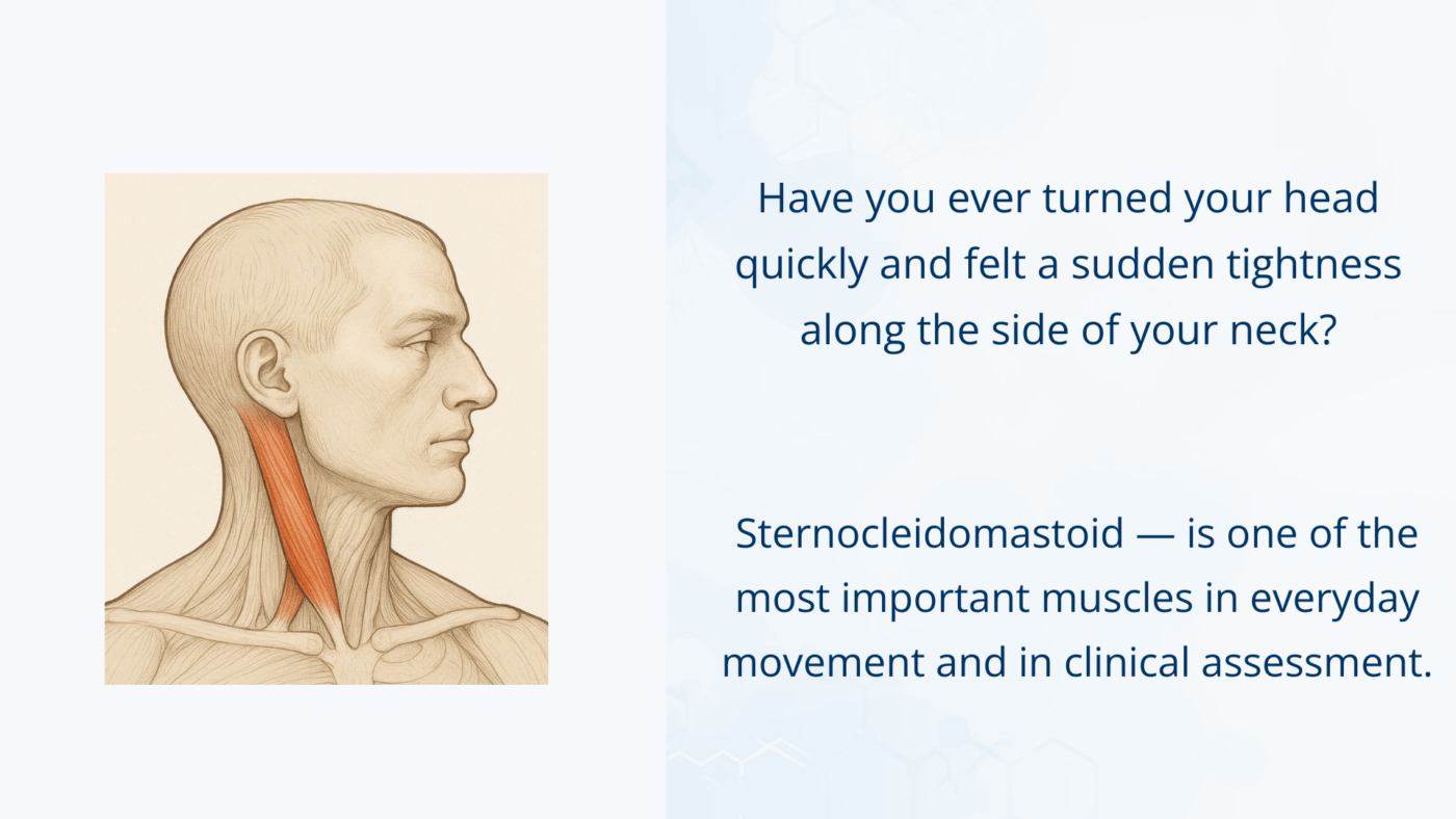 Sternocleidomastoid muscle illustrated as a key neck muscle involved in head movement