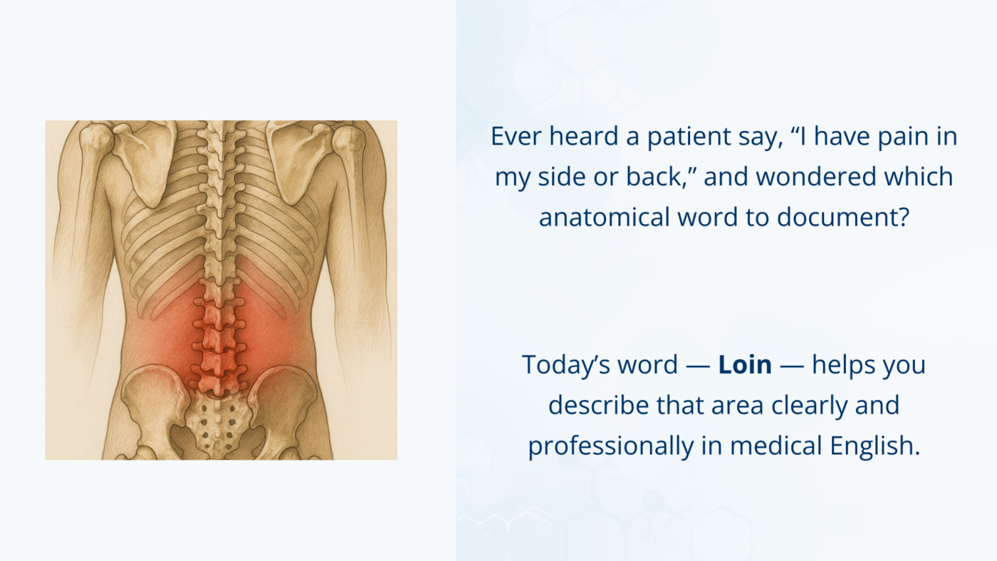 Illustration showing the loin area on the lower back above the kidneys