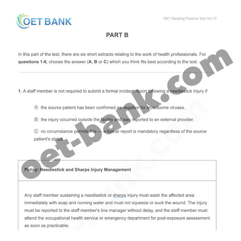 OET Reading Practice Test Vol.14 | OET BANK