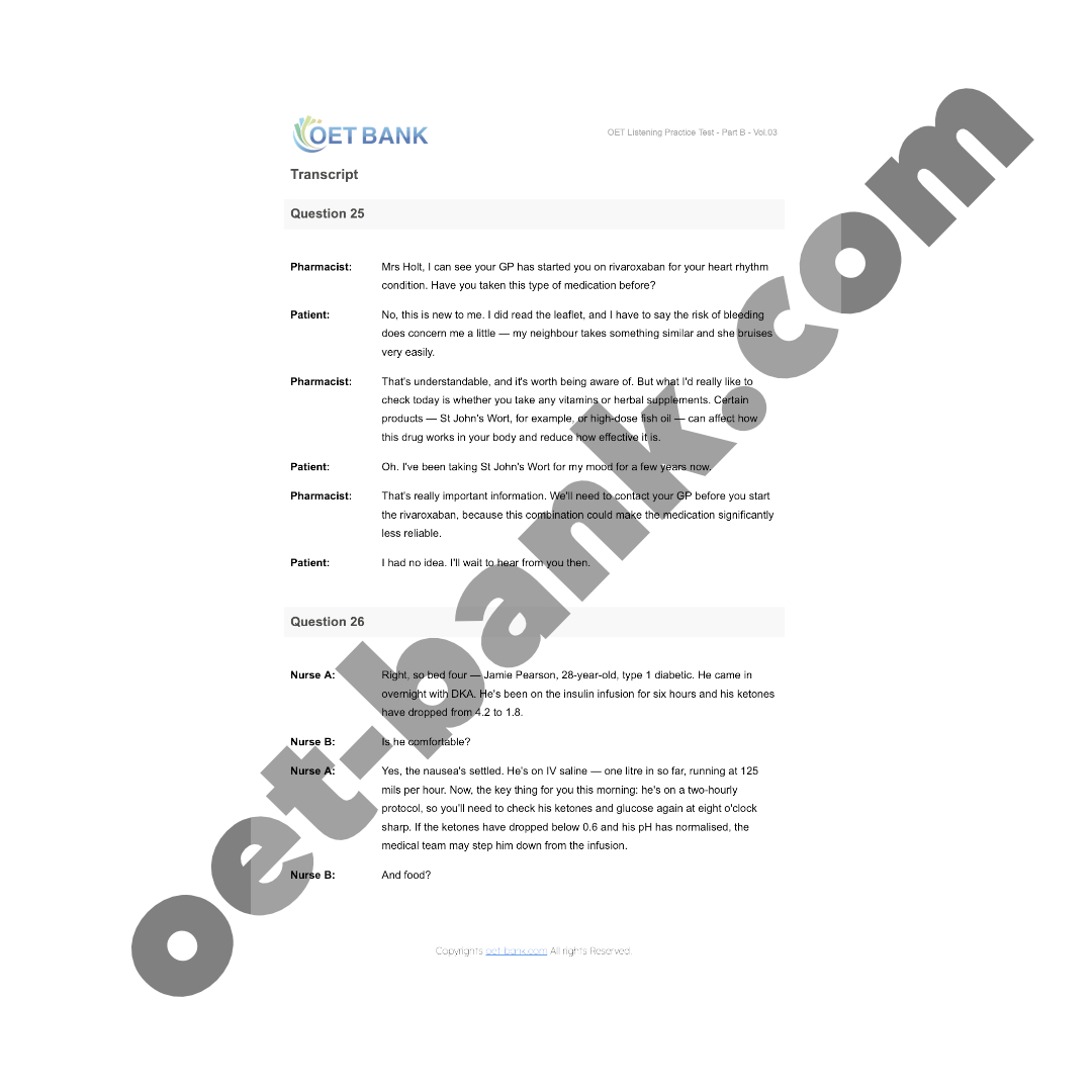 OET Listening Practice Test - Part B - Vol.03 - Image 3