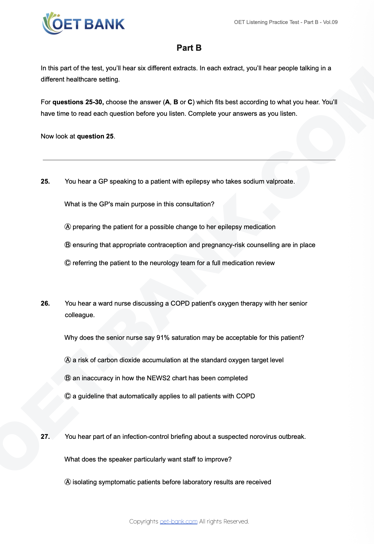 OET Listening Practice Test - Part B - Vol.09 - Image 2