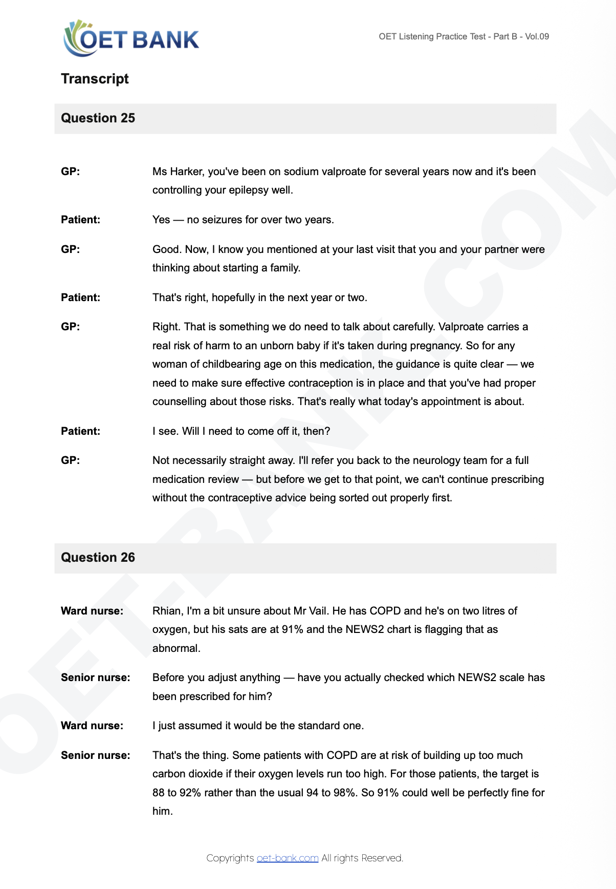 OET Listening Practice Test - Part B - Vol.09 - Image 3