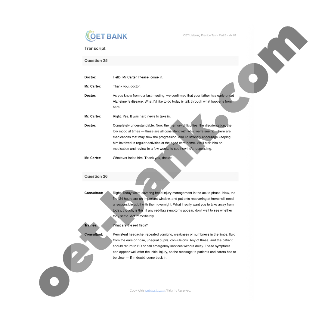 OET Listening Practice Test - Part B - Vol.01 - Image 3