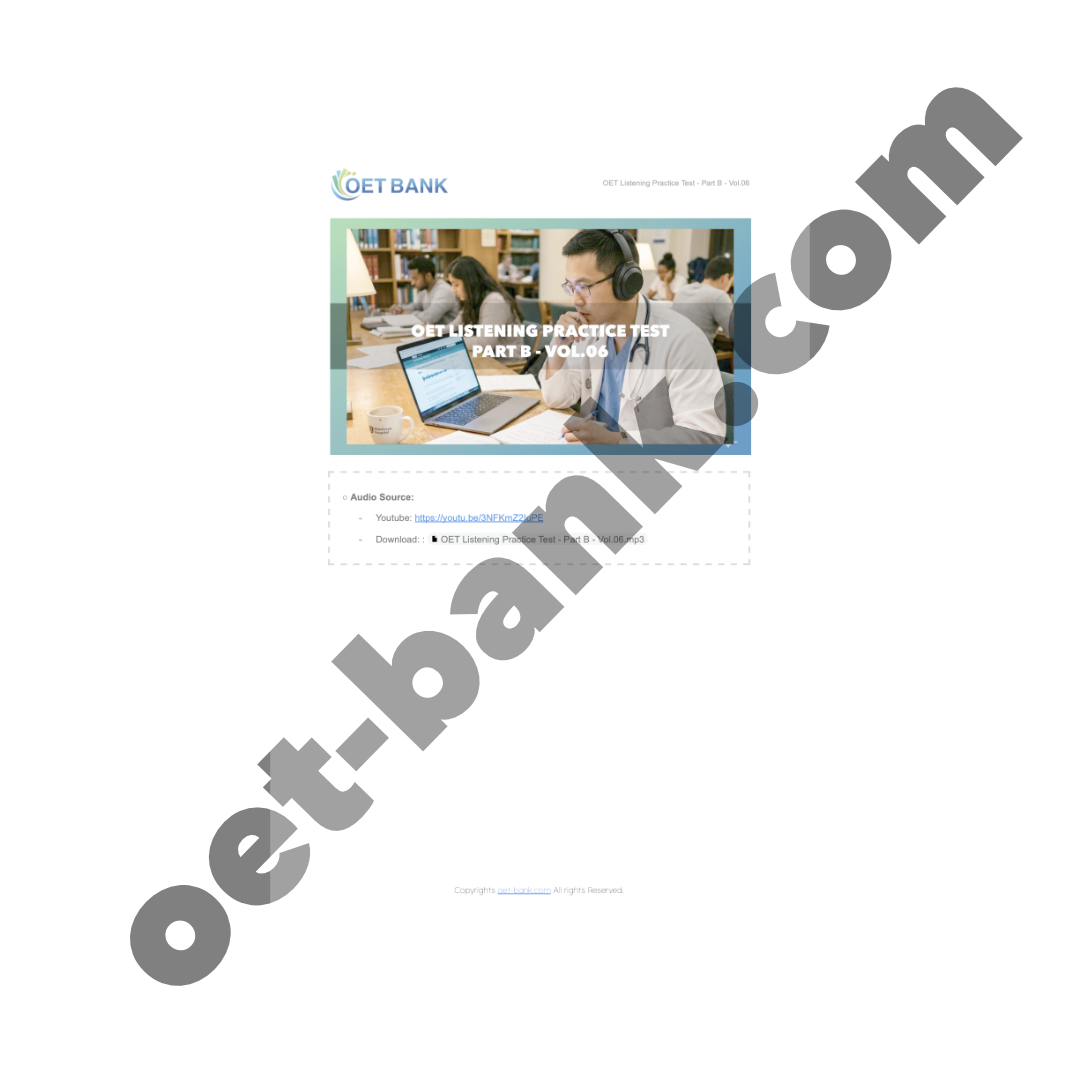 OET Listening Practice Test - Part B - Vol.06 - Image 2