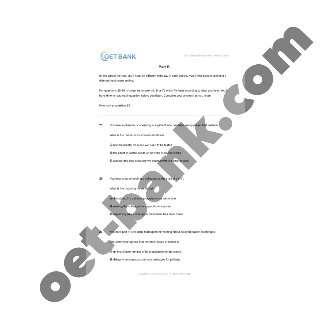 OET Listening Practice Test - Part B - Vol.06 - Image 3
