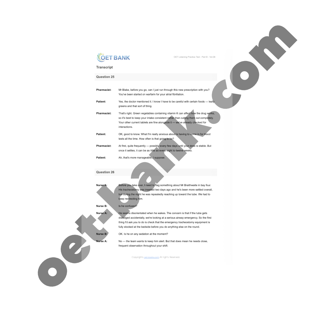 OET Listening Practice Test - Part B - Vol.06 - Image 4