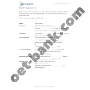 Alternative view of OET Listening Practice Test - Part A Vol.12