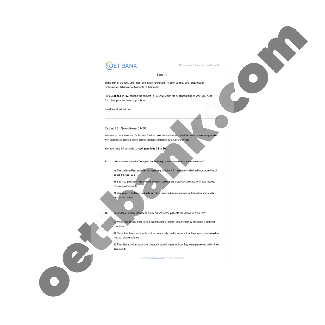OET Listening Practice Test - Part C - Vol.03 - Image 2