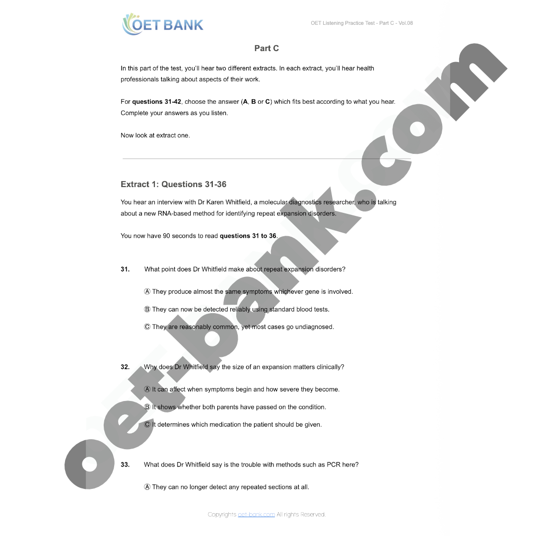 OET Listening Practice Test - Part C - Vol.08 - Image 3