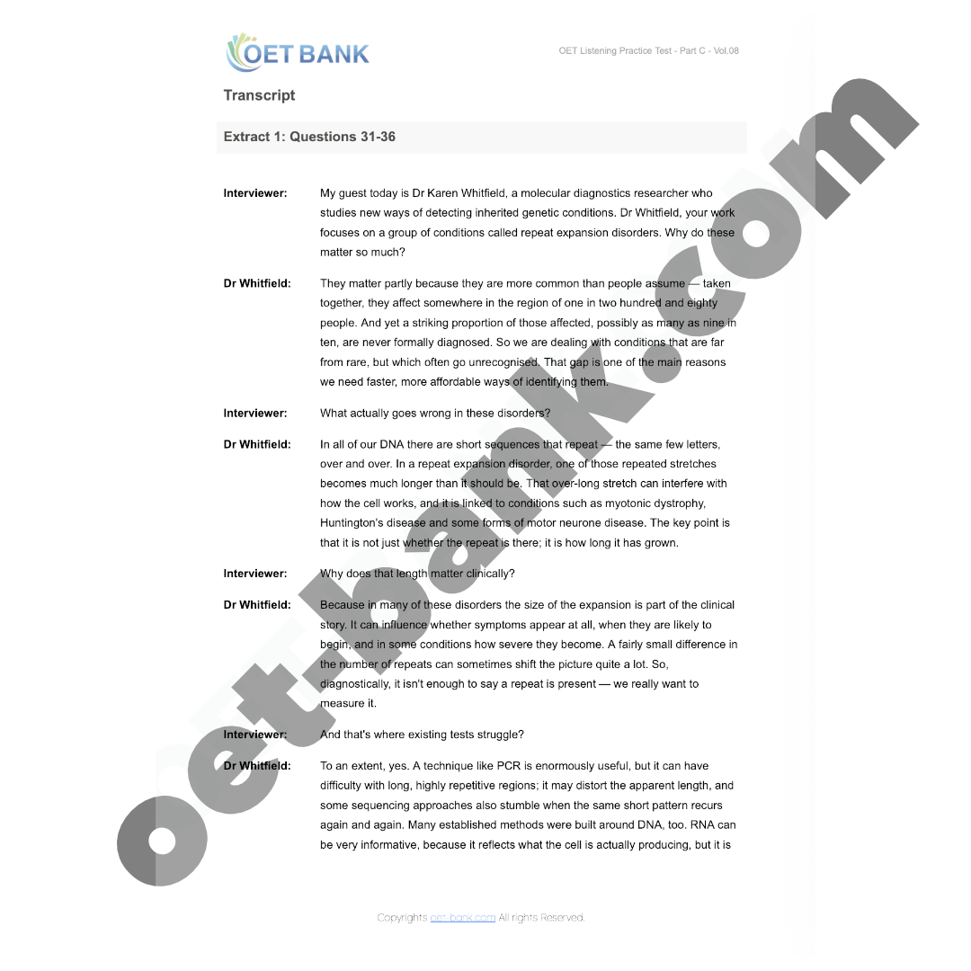 OET Listening Practice Test - Part C - Vol.08 - Image 2