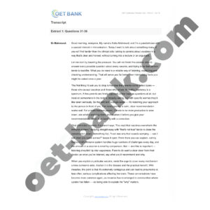 Alternative view of OET Listening Practice Test - Part C - Vol.10