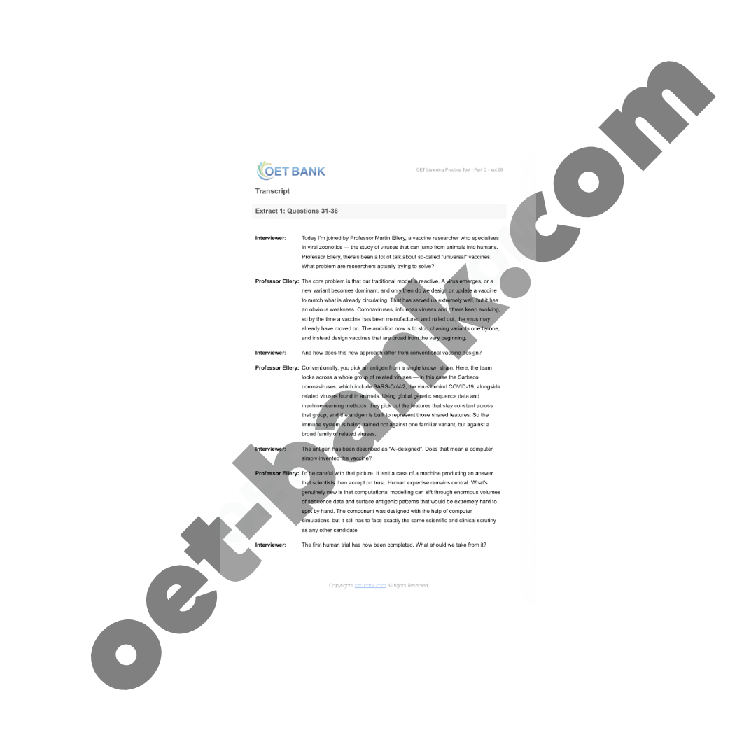 OET Listening Practice Test - Part C - Vol.06 - Image 3