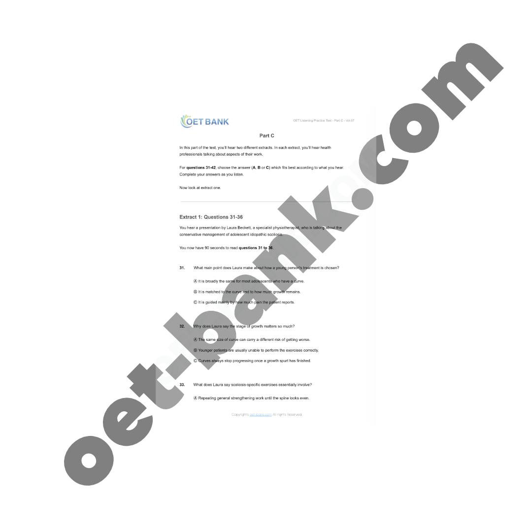 OET Listening Practice Test - Part C - Vol.07 - Image 2