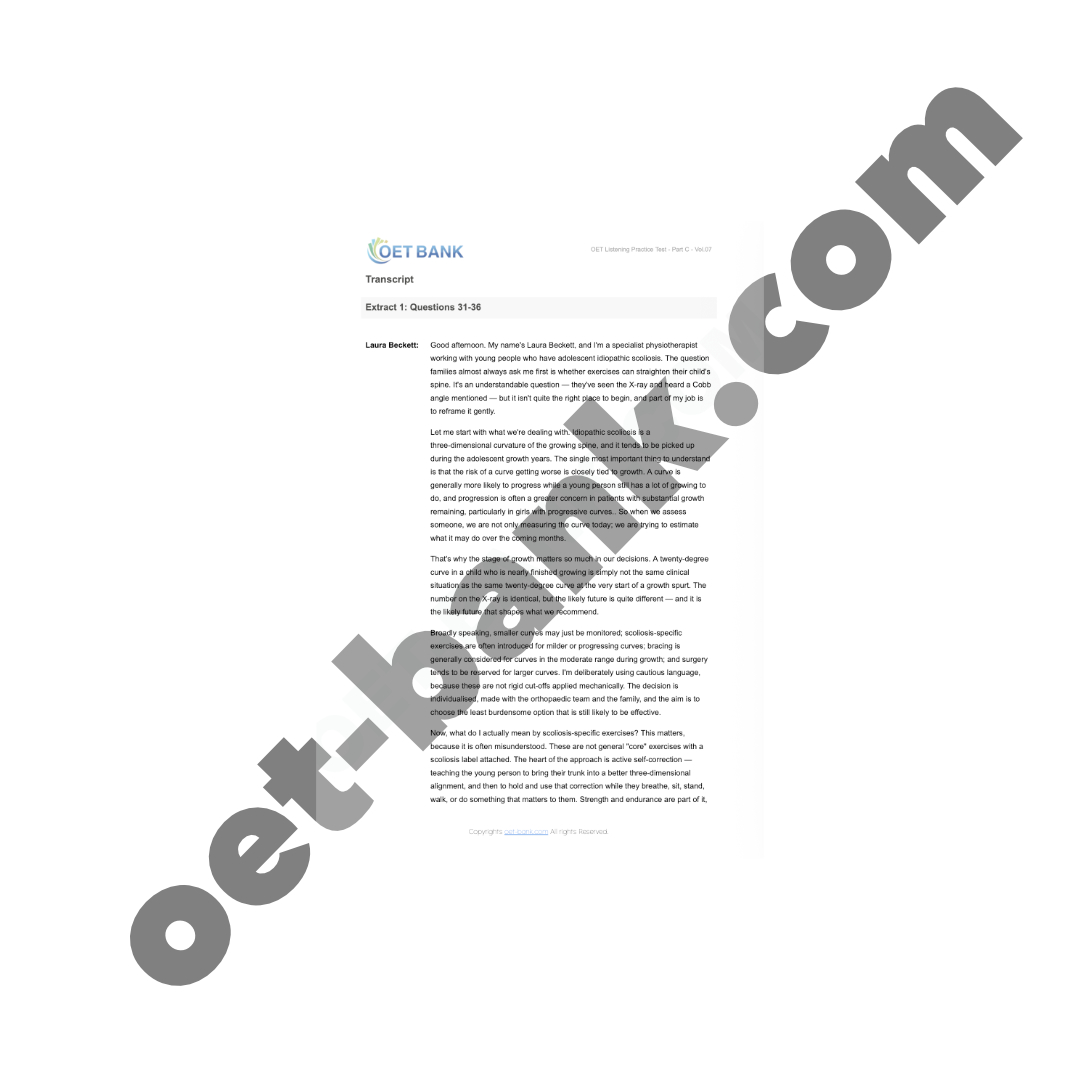 OET Listening Practice Test - Part C - Vol.07 - Image 3